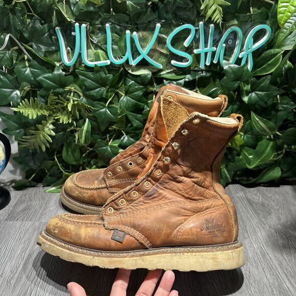 THOROGOOD AMERICAN HERITAGE 8″ TOBACCO MOC TOE MEN WORK BOOTS SIZE 11.5 Soft Toe main image 3